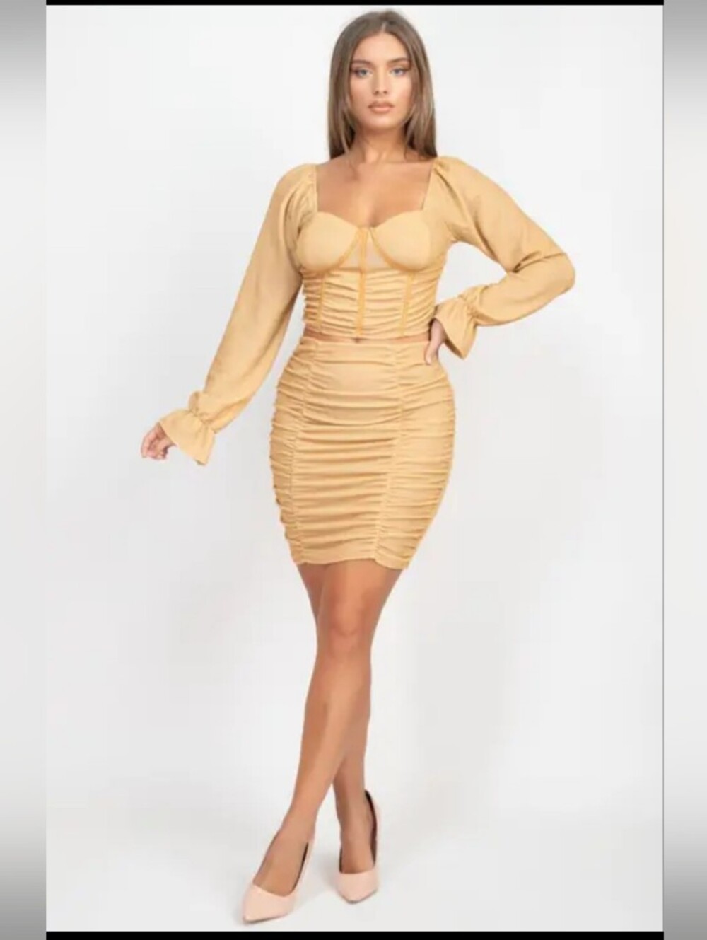 Rose Gold Pencil Skirt Set- Women - Picture 2 of 6